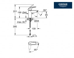 MEDIDAS MONOMANDO LAVABO EUROSMART GROHE